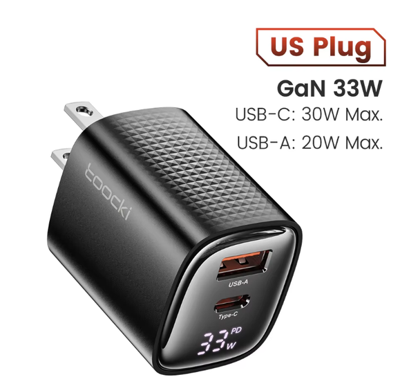 Cargador de pared 33W USB-A y USB-C Toocki